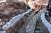 A long section of the Upper Aqueduct to Jerusalem was uncovered in archaeological excavations at Givat HaMatos (photo credit: EMIL ELJEM/ISRAEL ANTIQUITIES AUTHORITY)
