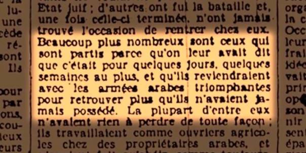 En 1951, Le Monde soutenait que la Nakba nexiste pas :  Isral na ni chass les Palestiniens, ni vol leurs terres 